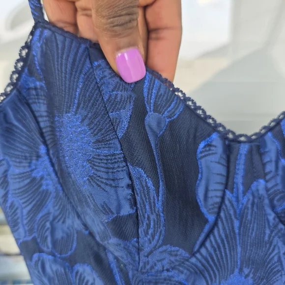 B Darlin Juniors' Sweetheart-Neck Jacquard Fit & Flare Dress Sz 0 Blue NWT Party - Picture 8 of 14